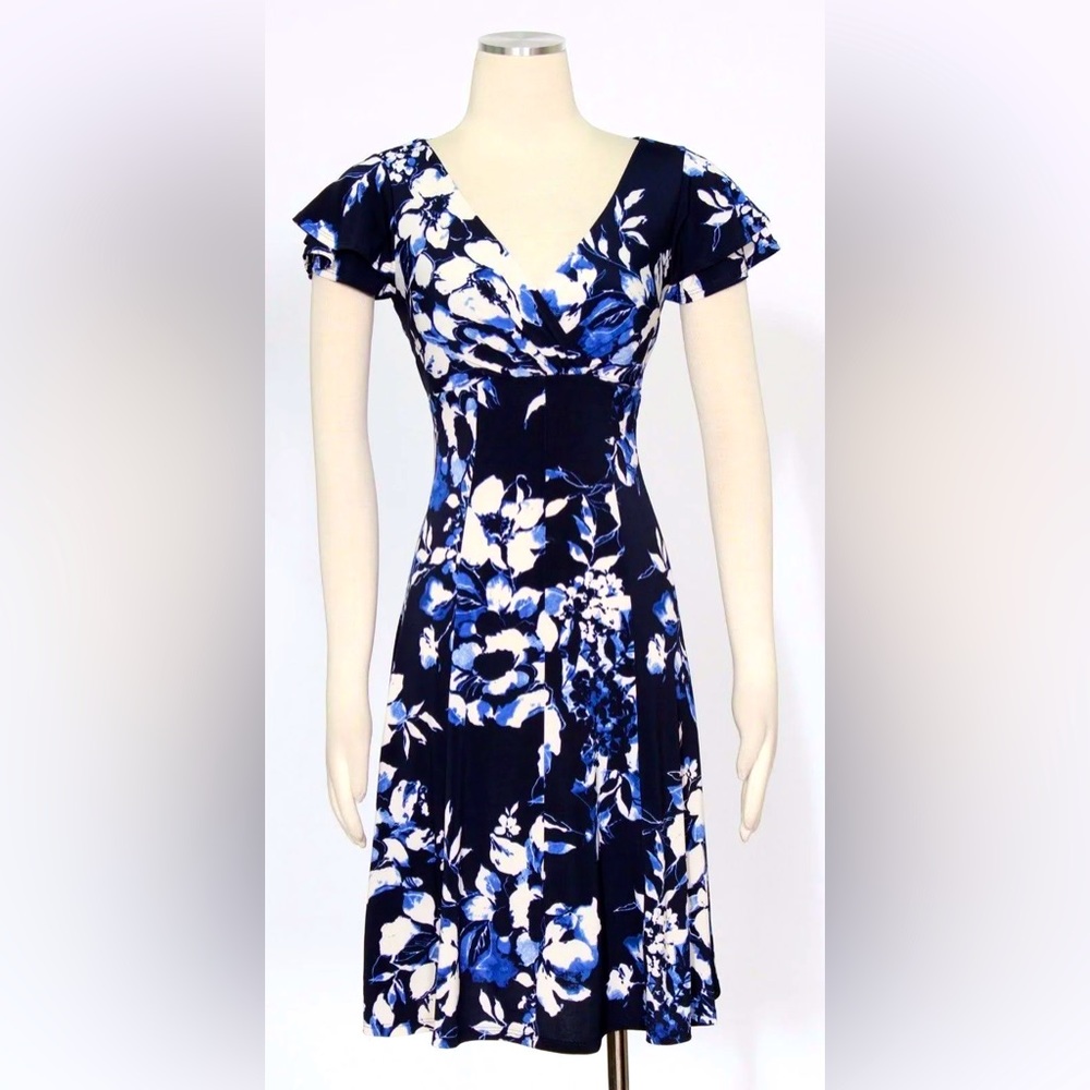 Lauren Ralph Lauren Floral Black Cap Sleeve Dress
